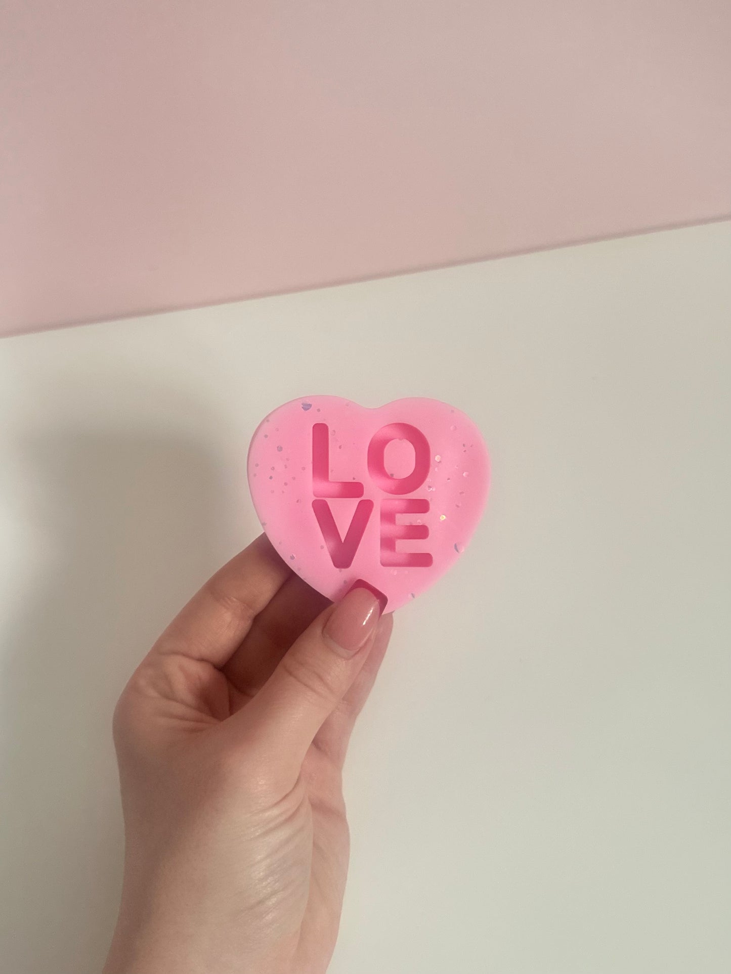 Chunky LOVE heart Wax Shape (Pink Tulips & White Jasmine)